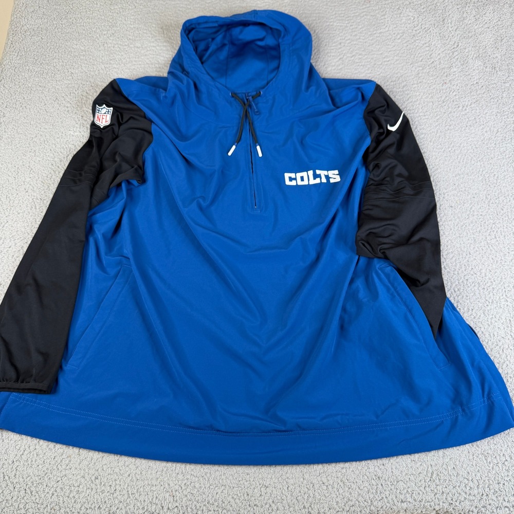 Nike Windbreaker Men 4XL Blue Colts Full Zip Hooded Jacket NFL Football Athletic